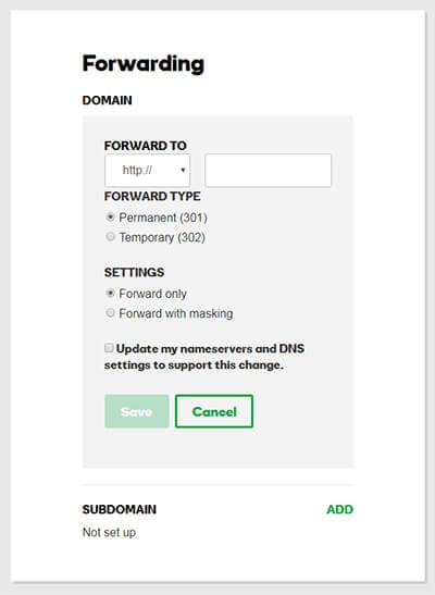 Redirecting a domain name