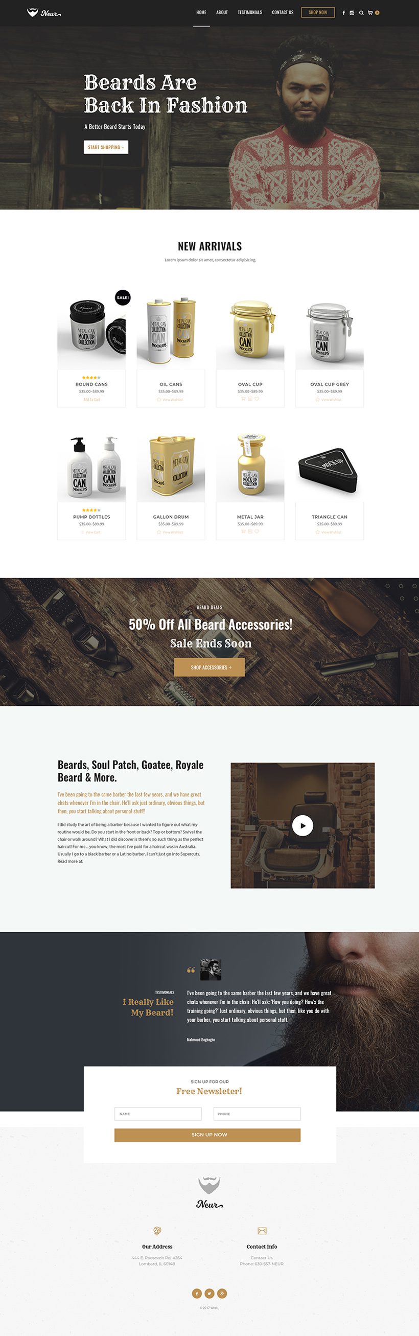Beard Oil WordPress Website Design Mockup