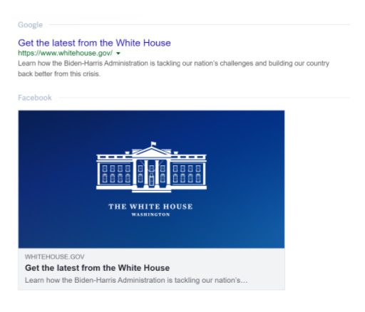Google and Facebook preview screenshots