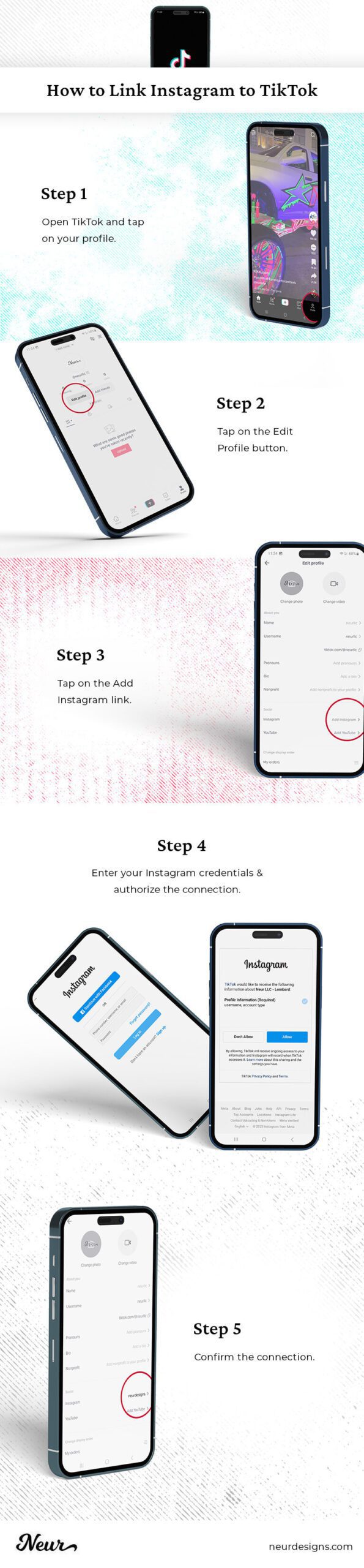 How to link Instagram to TikTok infographic